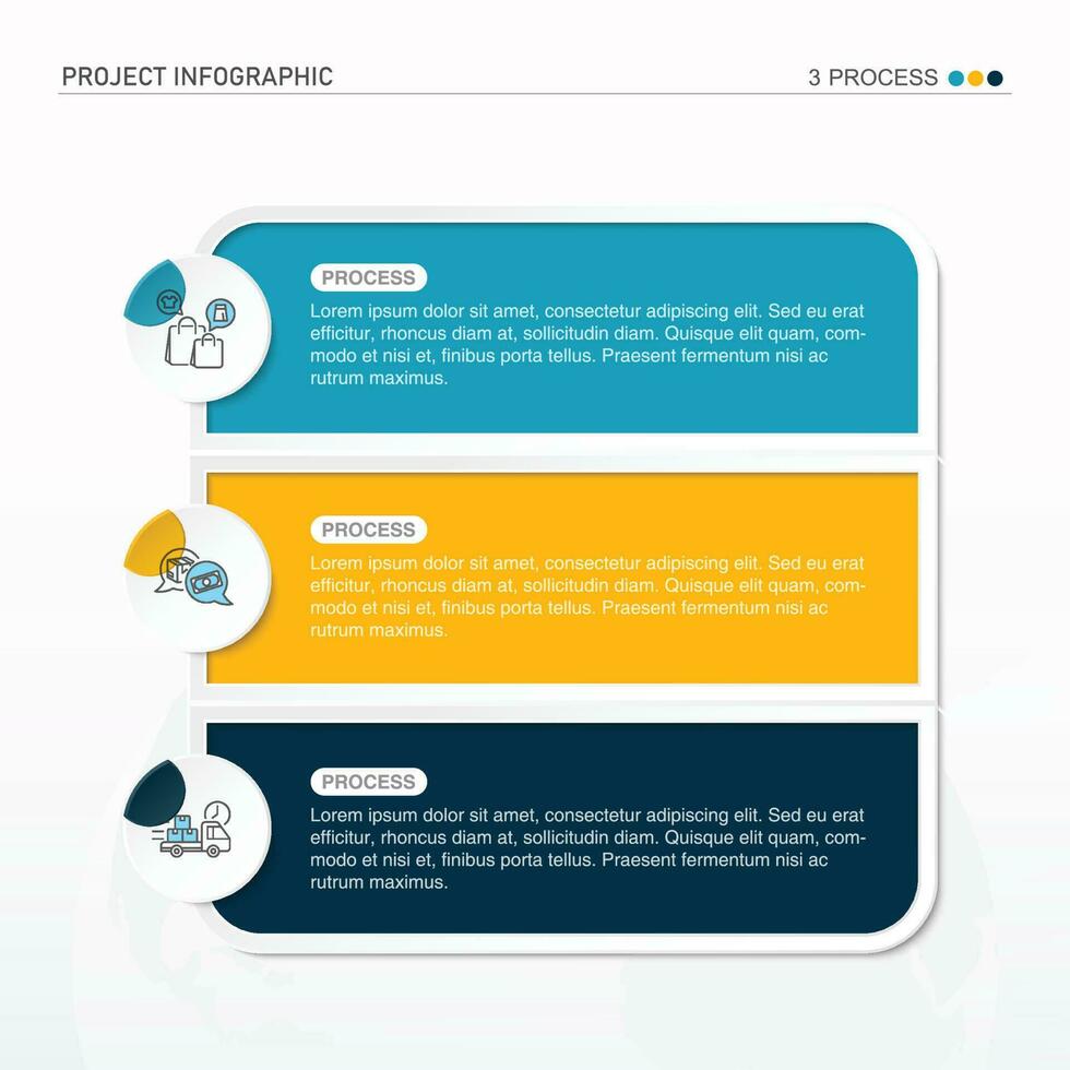 infográfico Projeto elemento e número 3 opções. vetor