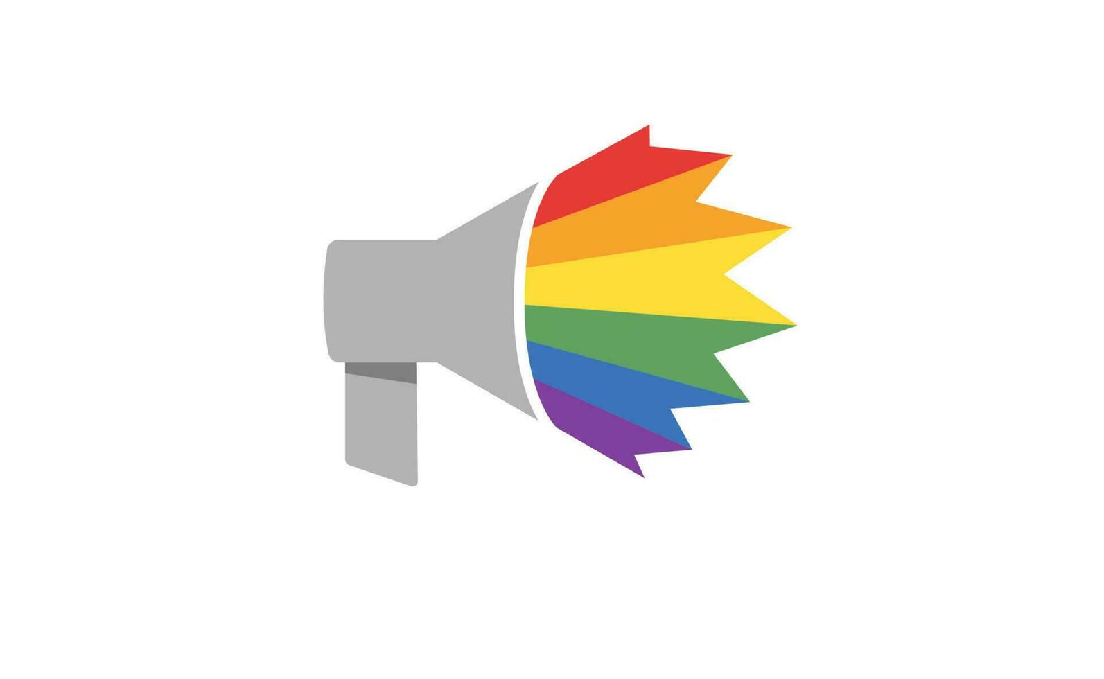 lgbt megafone com arco-íris. orgulho mês voz palestrante. diversidade representação. vetor