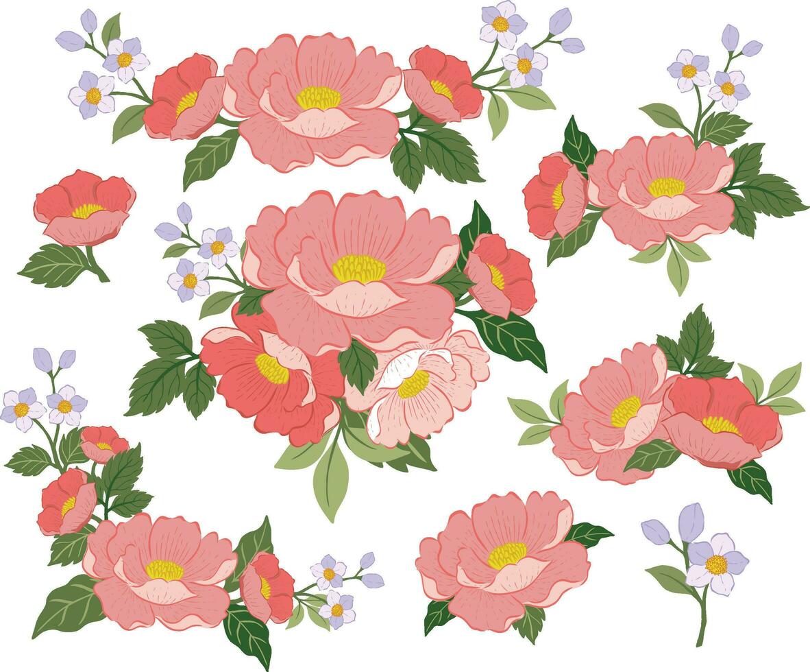 elementos ramalhete do flores ilustração vetor conjunto
