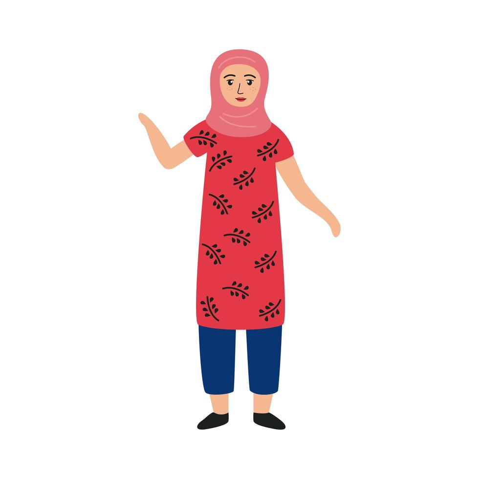 personagem de avatar de mulher muçulmana em pé vetor