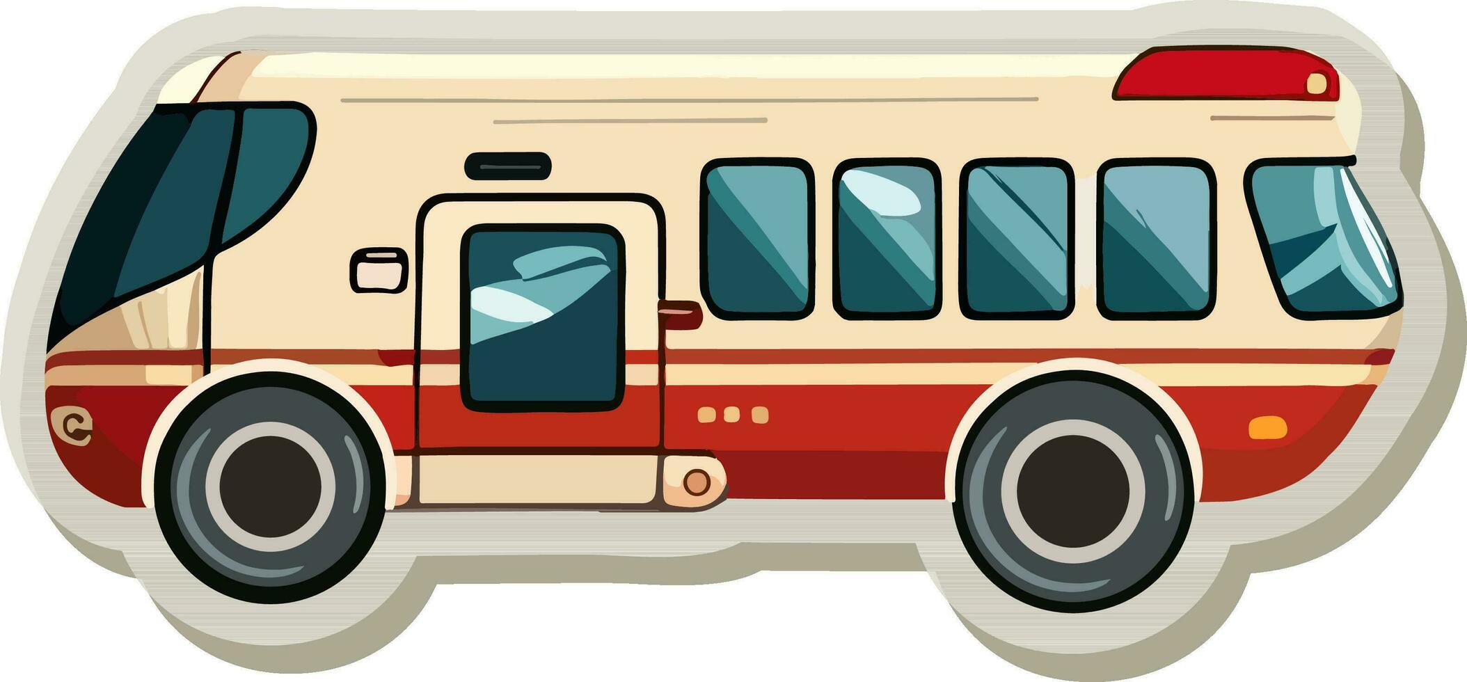 adesivo estilo ônibus ícone dentro vermelho e pêssego cor. vetor