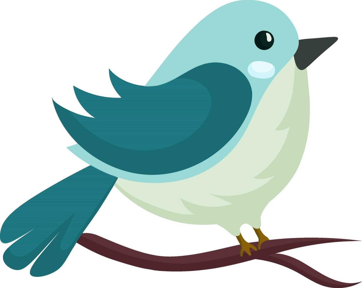 personagem do azul pássaro sentado em ramo ícone dentro plano estilo. vetor