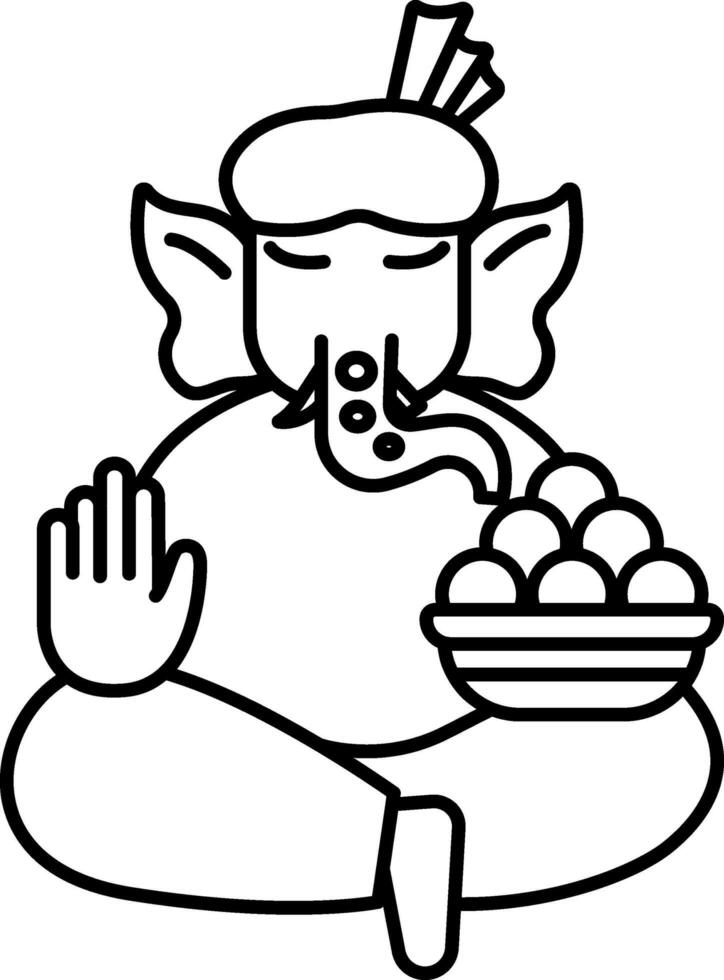 senhor ganesha segurando tigela do laddu dentro dele mão ícone. vetor