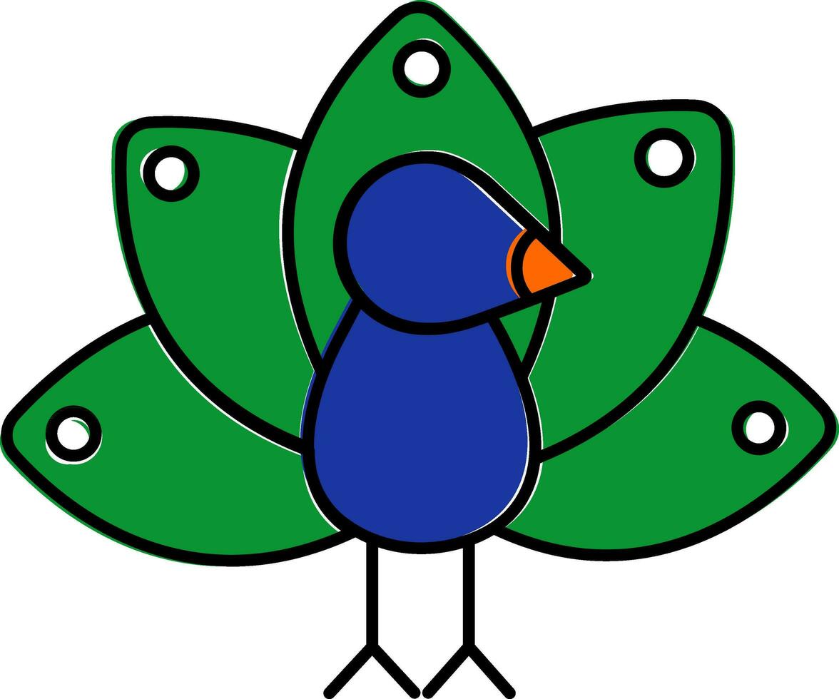 isolado lindo pavão ícone dentro azul e verde cor. vetor