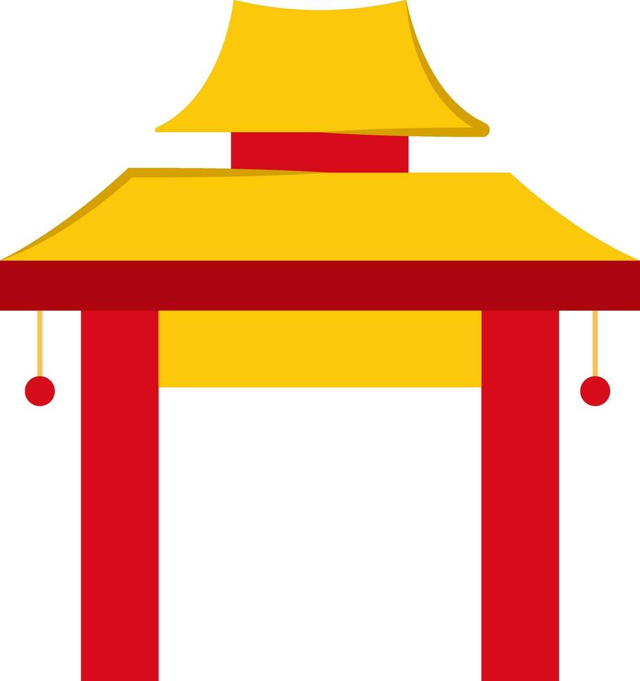 vermelho e amarelo chinês construção ícone dentro plano estilo. vetor