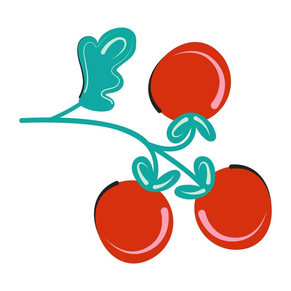 ramo de ilustração plana isolada de vetor de tomate vermelho