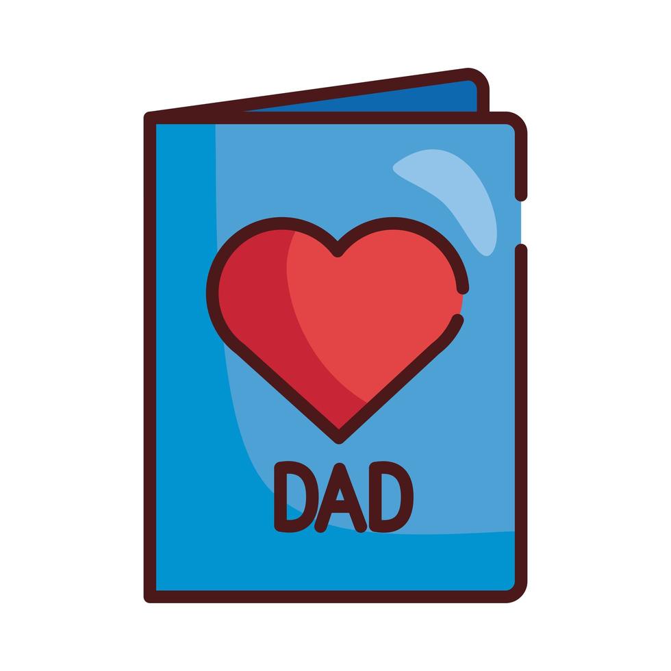 cartão com bigode de pai e linha de coração e ícone de estilo de preenchimento vetor