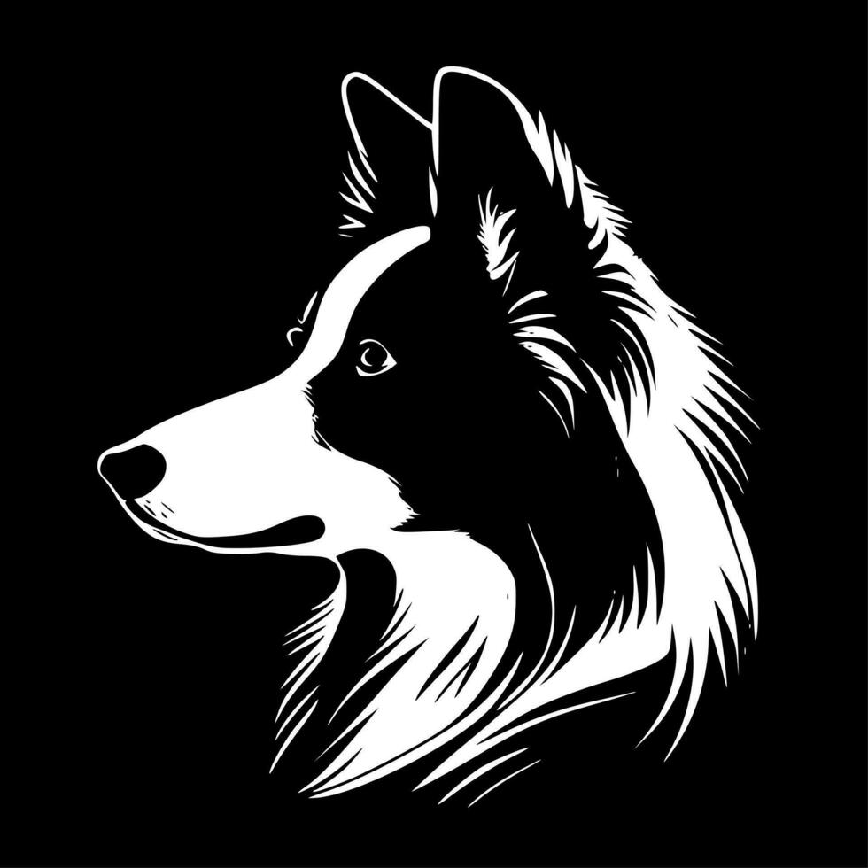 fronteira collie, Preto e branco vetor ilustração