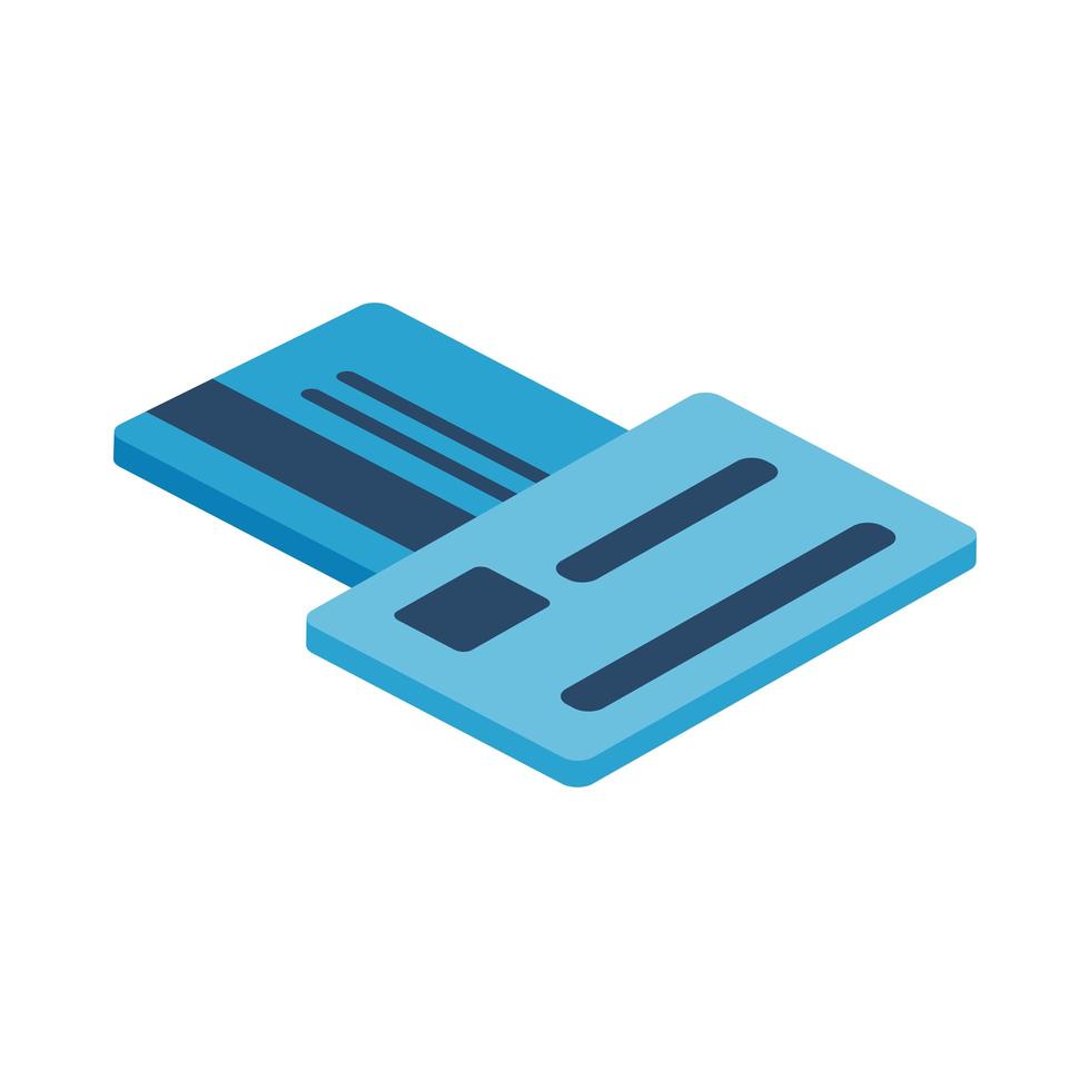 design de vetor de ícone de estilo isométrico cartões de crédito