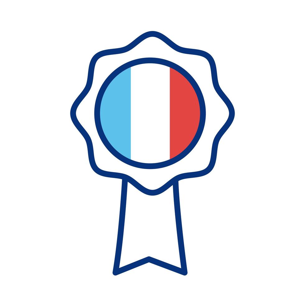 medalha com ícone de estilo de linha de bandeira da França vetor
