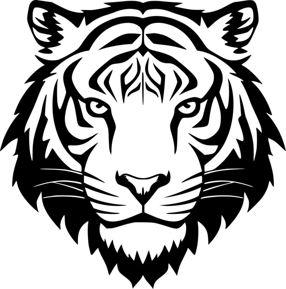 tigre - Preto e branco isolado ícone - vetor ilustração