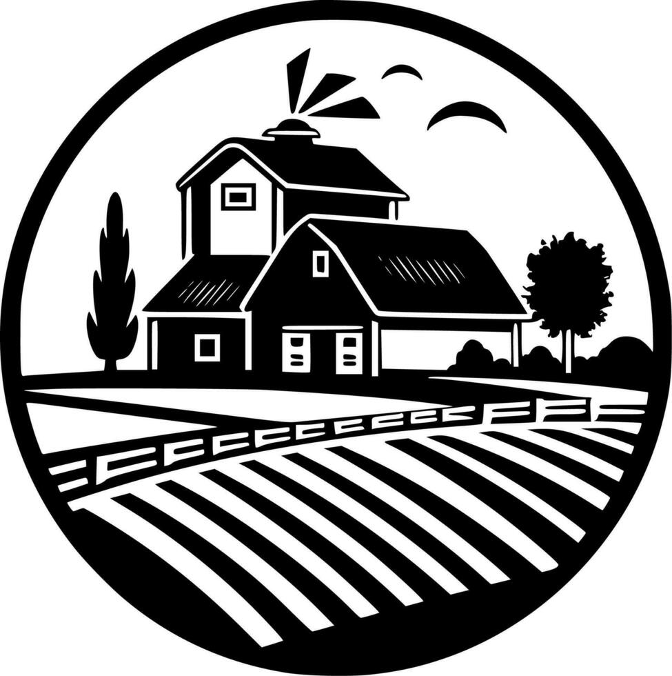 Fazenda - Preto e branco isolado ícone - vetor ilustração