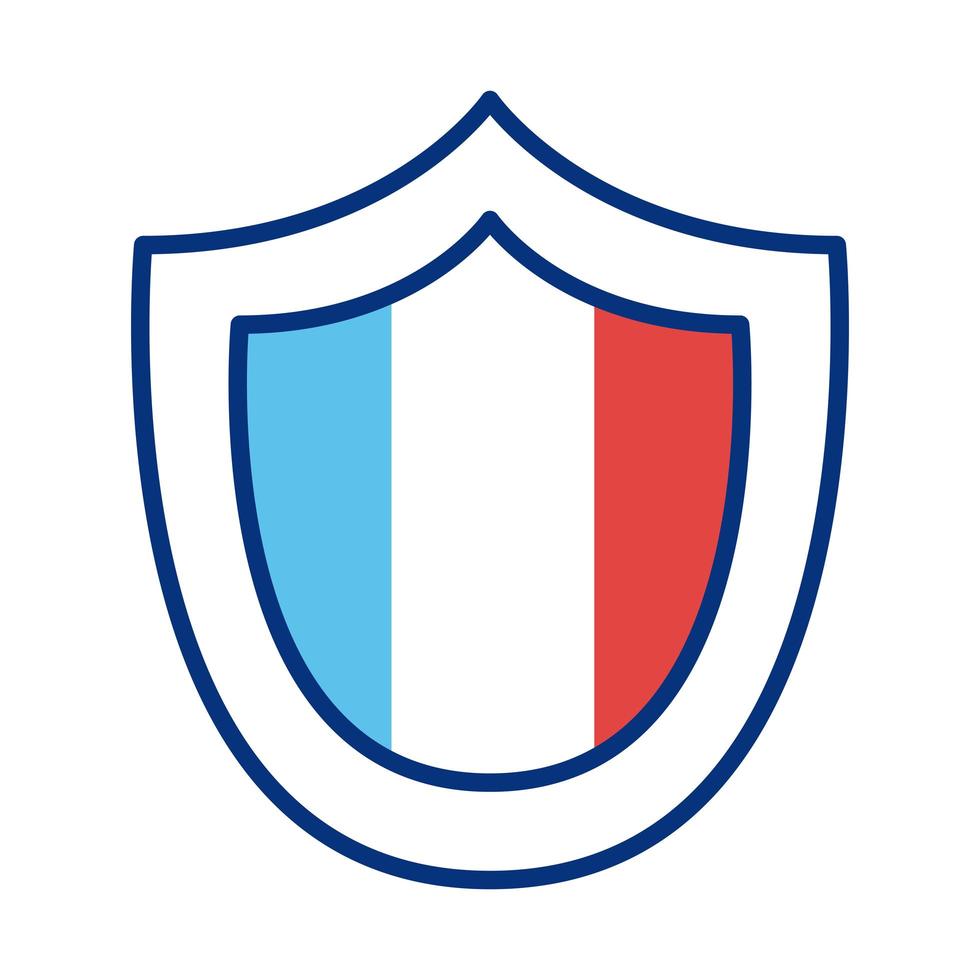 escudo com estilo de linha de bandeira da frança vetor