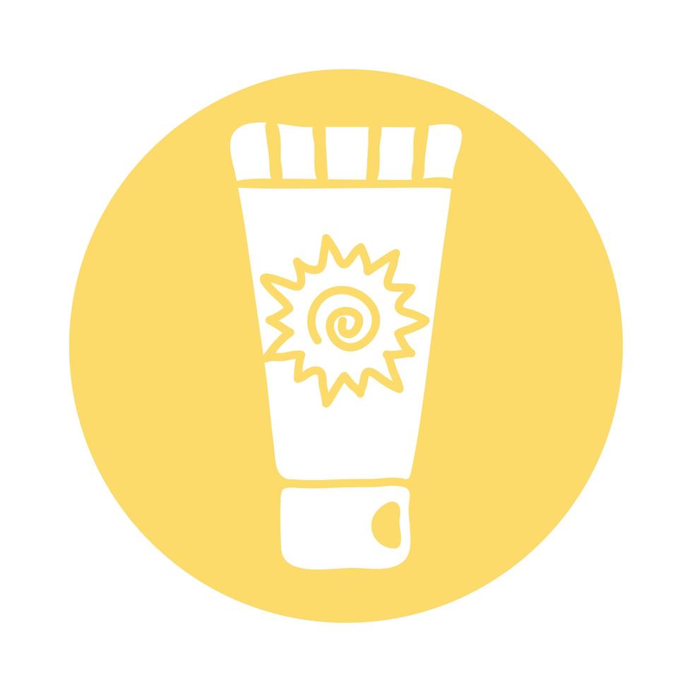 ícone de estilo de bloco de produto de creme protetor solar vetor