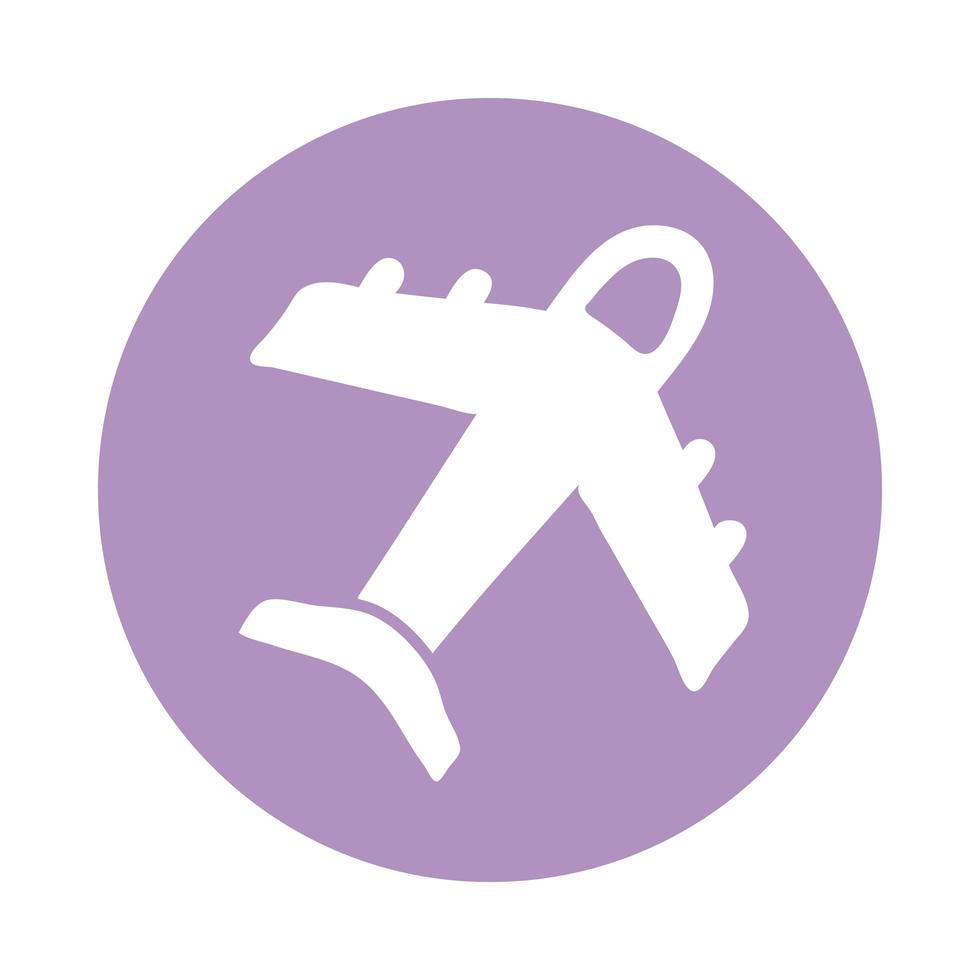 ícone de estilo de bloco voador de avião vetor