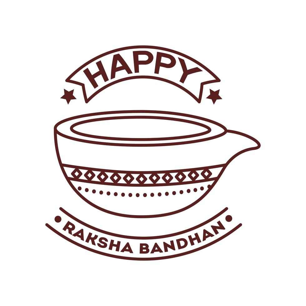 feliz celebração raksha bandhan com estilo de linha de jarra de cerâmica vetor