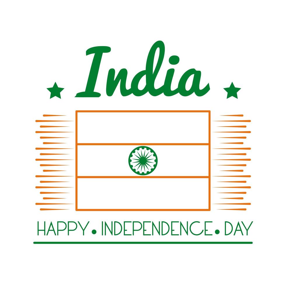 celebração do dia da independência na Índia com ícone de estilo de linha de bandeira vetor