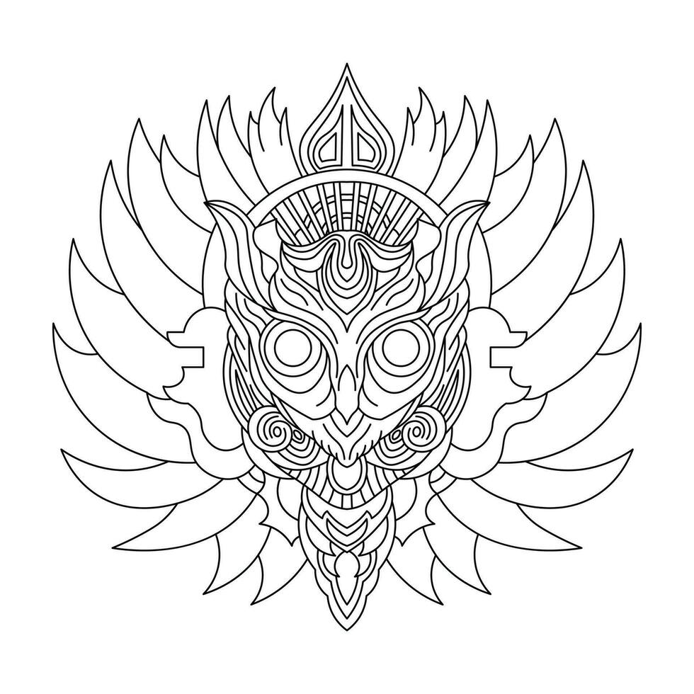 tribal coruja mascarar com coroa. tatuagem ou mandala Projeto. vetor ilustração.