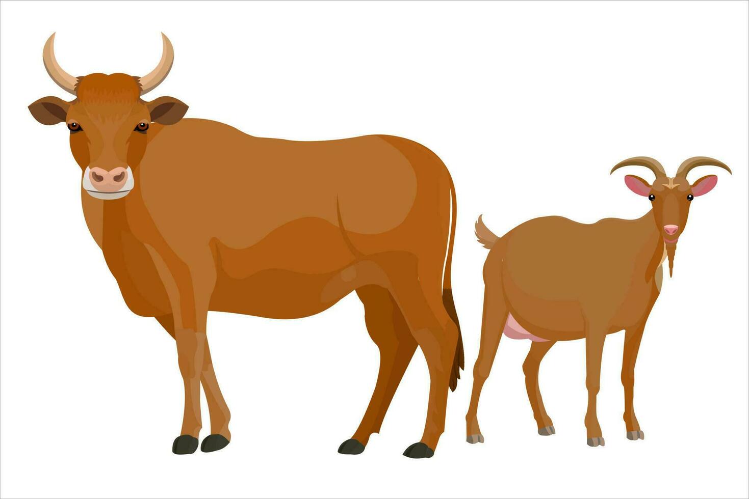 vetor ilustração do vaca e bode animais