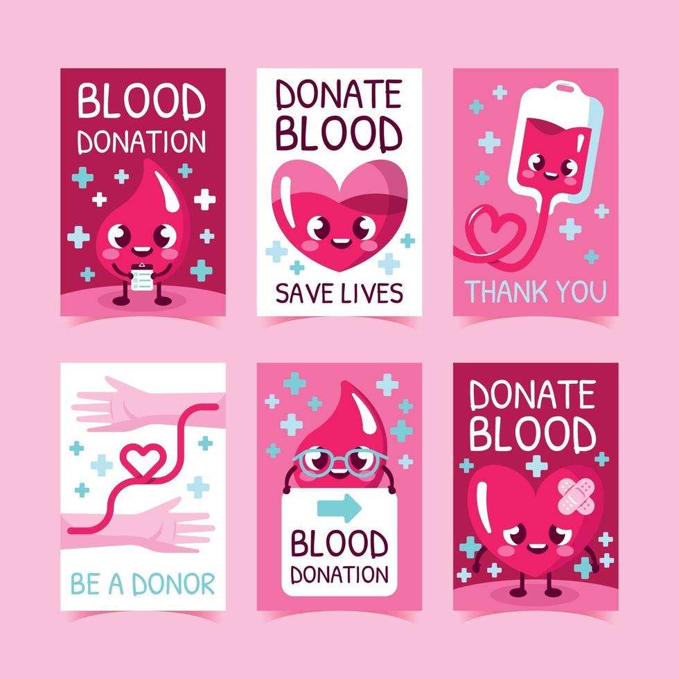 cartões de solidariedade para doação de sangue vetor