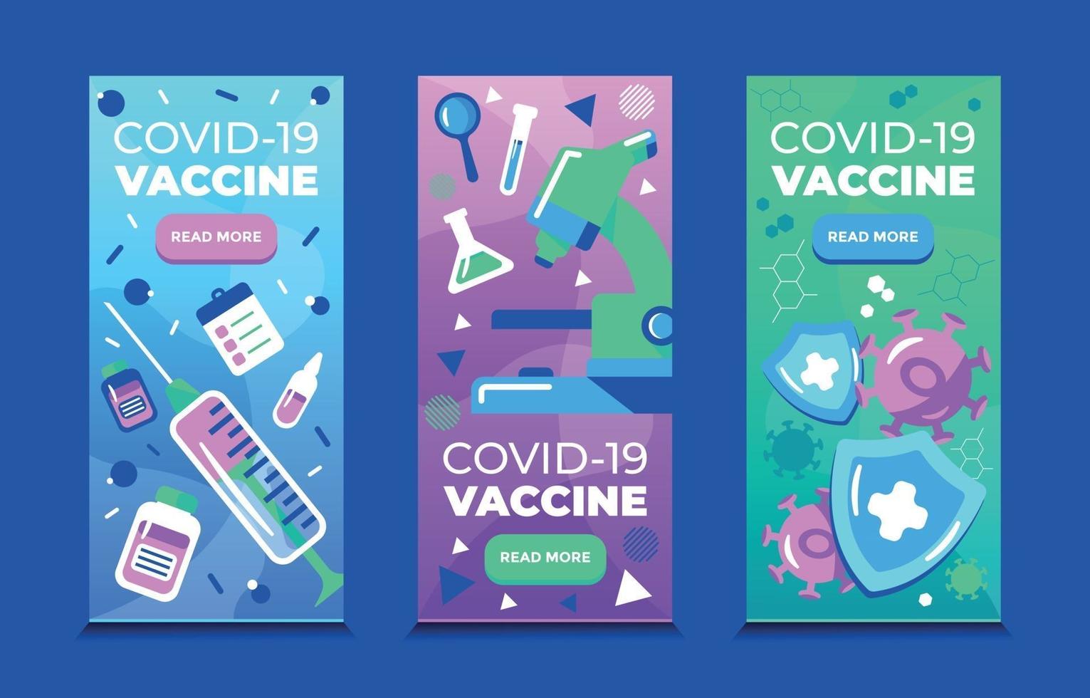 vacinas para covid19 banners vetor