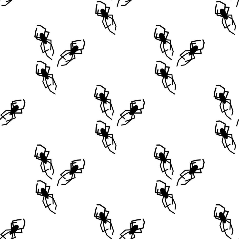 padrão sem emenda de vetor de aranha em um fundo branco. impressão de padrão de inseto em têxteis, papel, tema de papel de embrulho