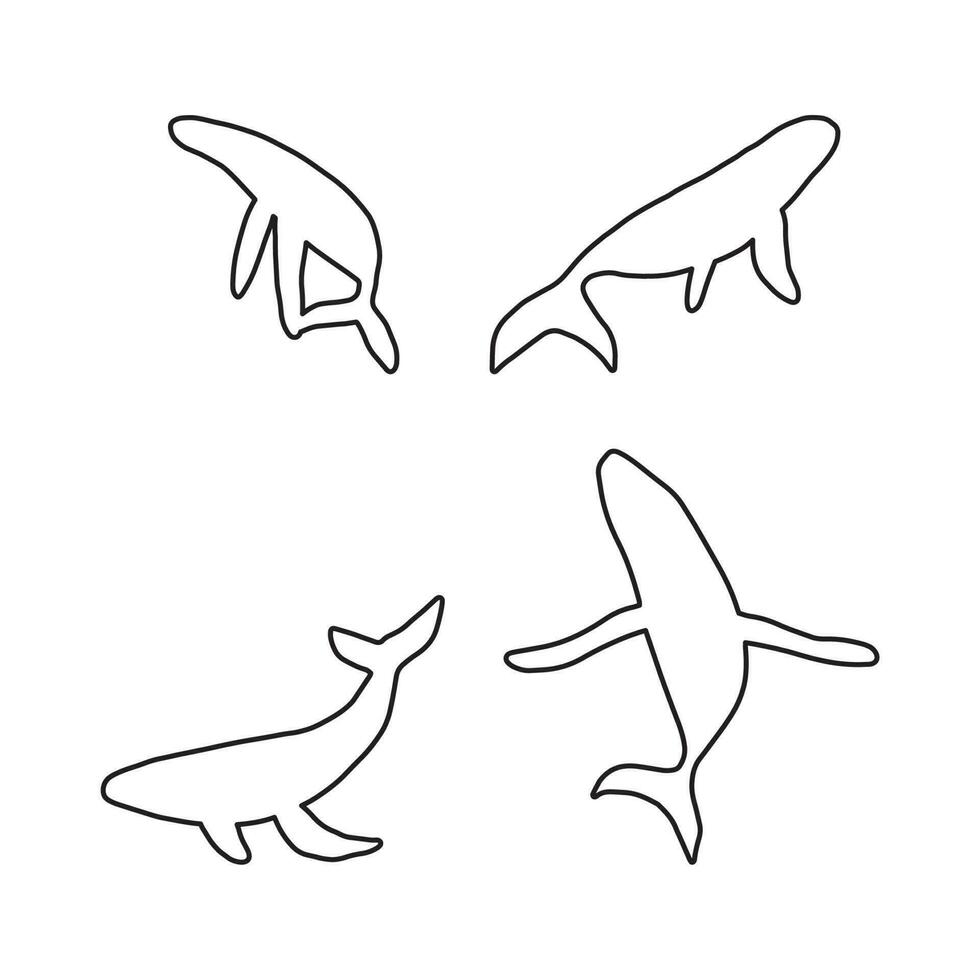 baleia, Preto linha silhueta oceano animal. vida marinha dentro escandinavo estilo em uma branco fundo. ótimo para poster, cartão, vestuário imprimir. vetor ilustração