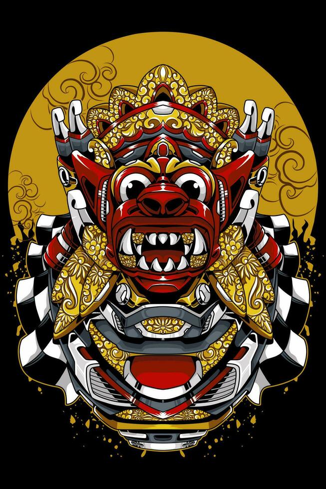 barong mecha vetor balinesa arte, balinesa barong ilustração