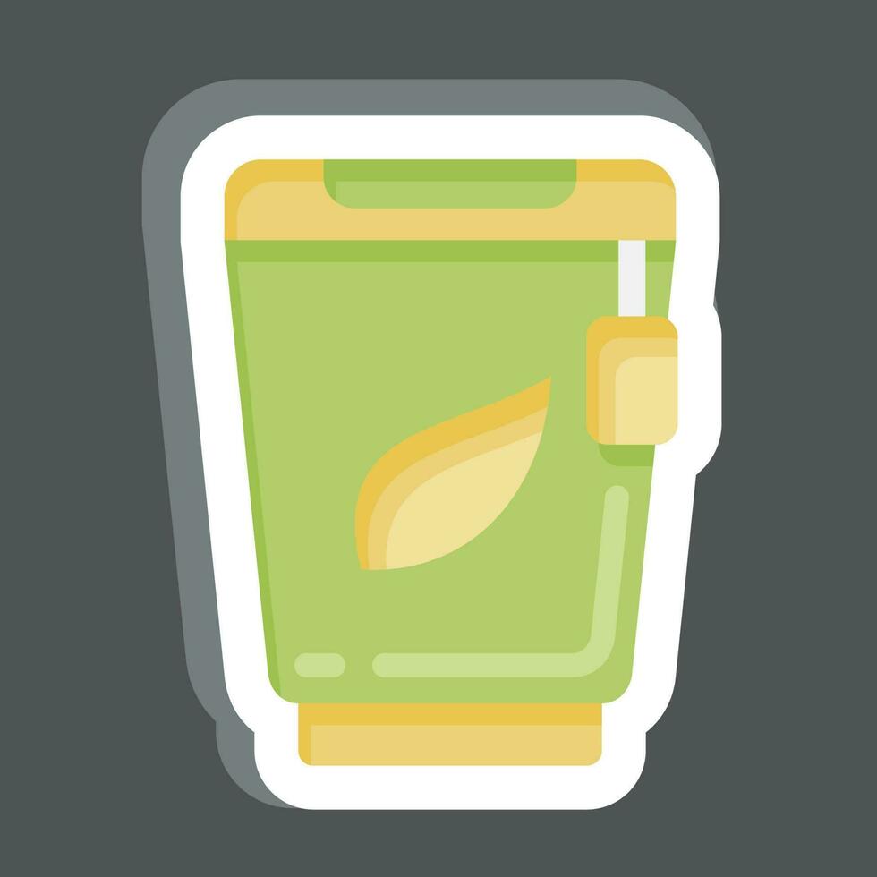 adesivo Copo de papel. relacionado para chá símbolo. simples Projeto editável. simples ilustração. verde chá vetor