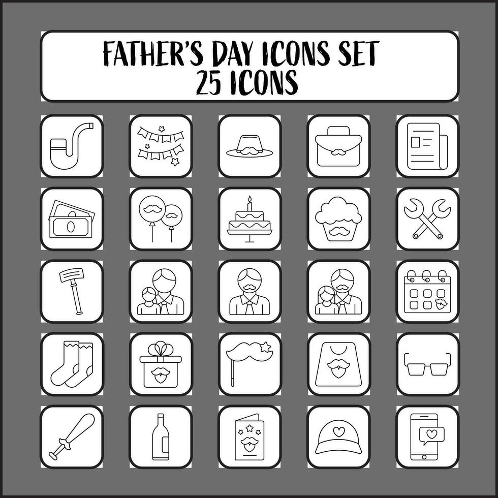 ilustração do pais dia 25 ícone conjunto dentro fino linha arte. vetor