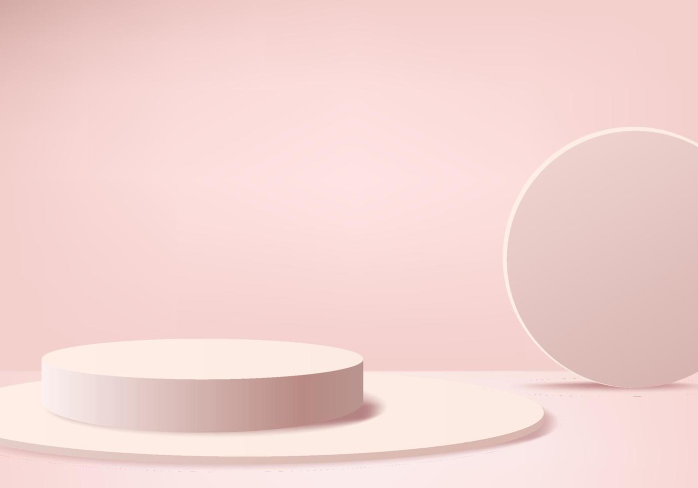 Pódio rosa mínimo e cena com vetor de renderização 3D na composição abstrata de fundo Ilustração 3d mock up formas de plataforma de forma de geometria de cena para estágio de exibição de produto para produto em moderno