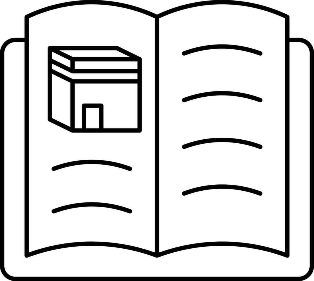 isolado kaaba símbolo em livro ícone dentro Preto e branco vetor