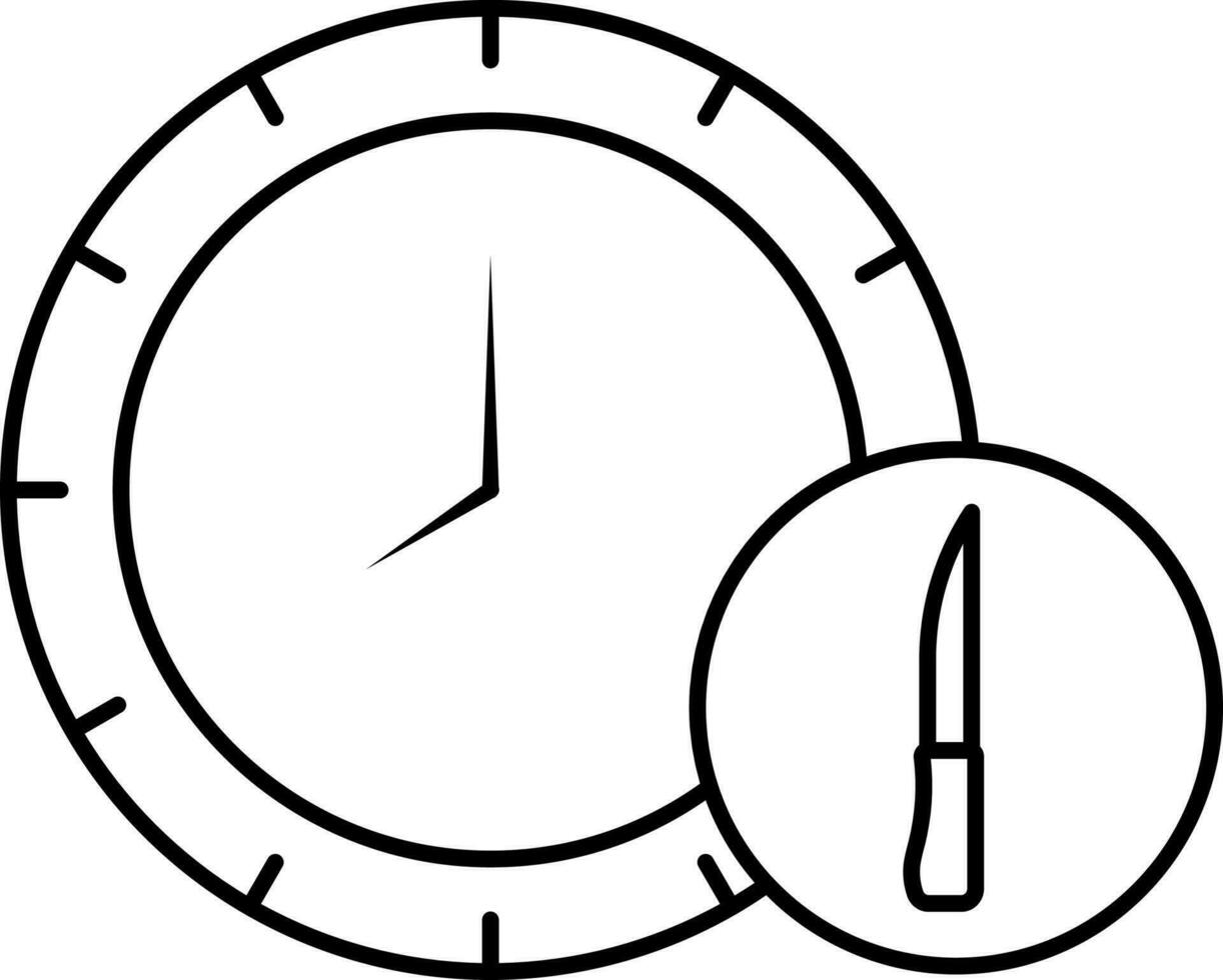 isolado parede relógio com faca ícone dentro Preto e branco vetor