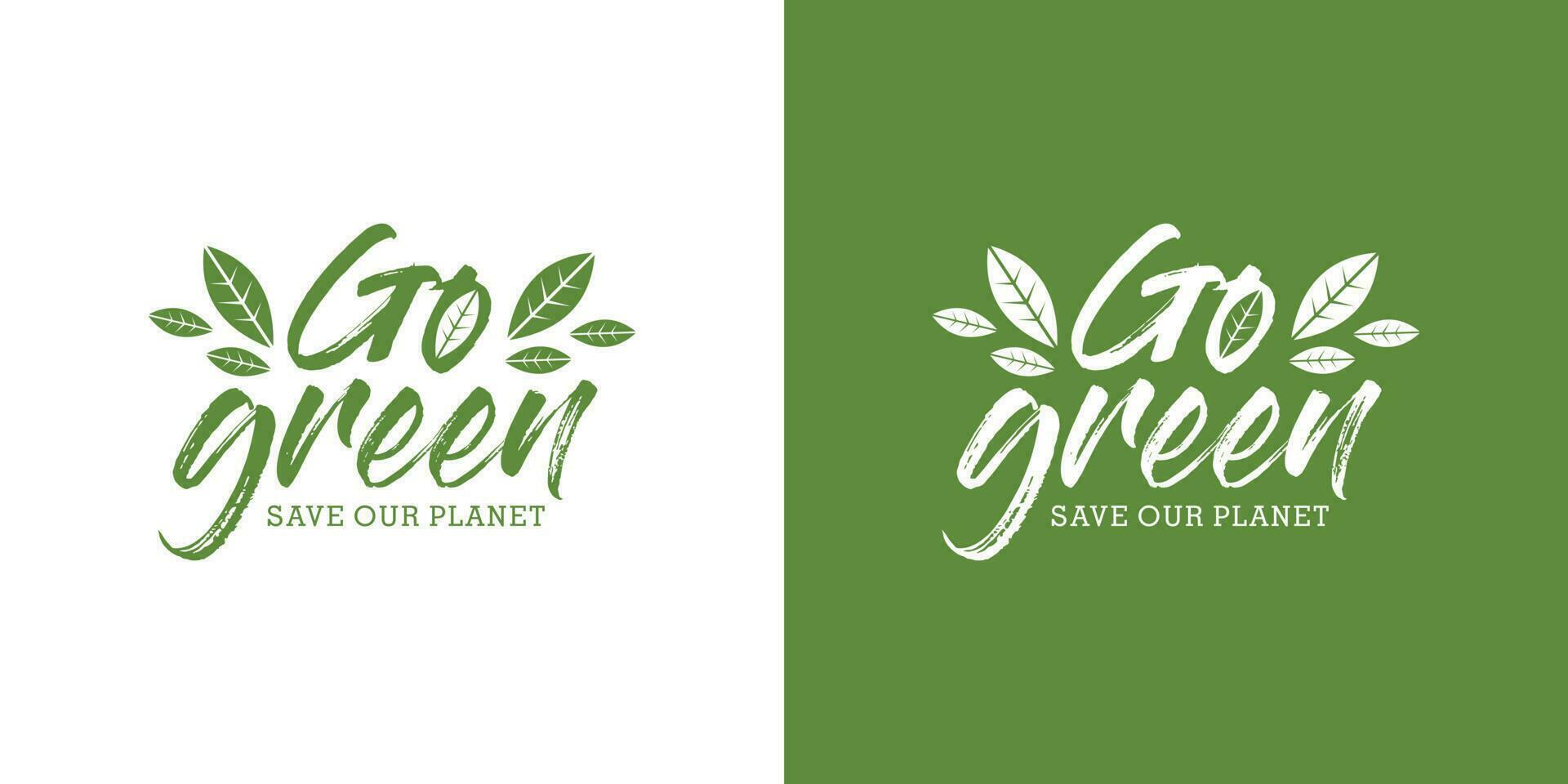 moderno ir verde meio Ambiente rótulo logotipo ilustração. Prêmio vetor