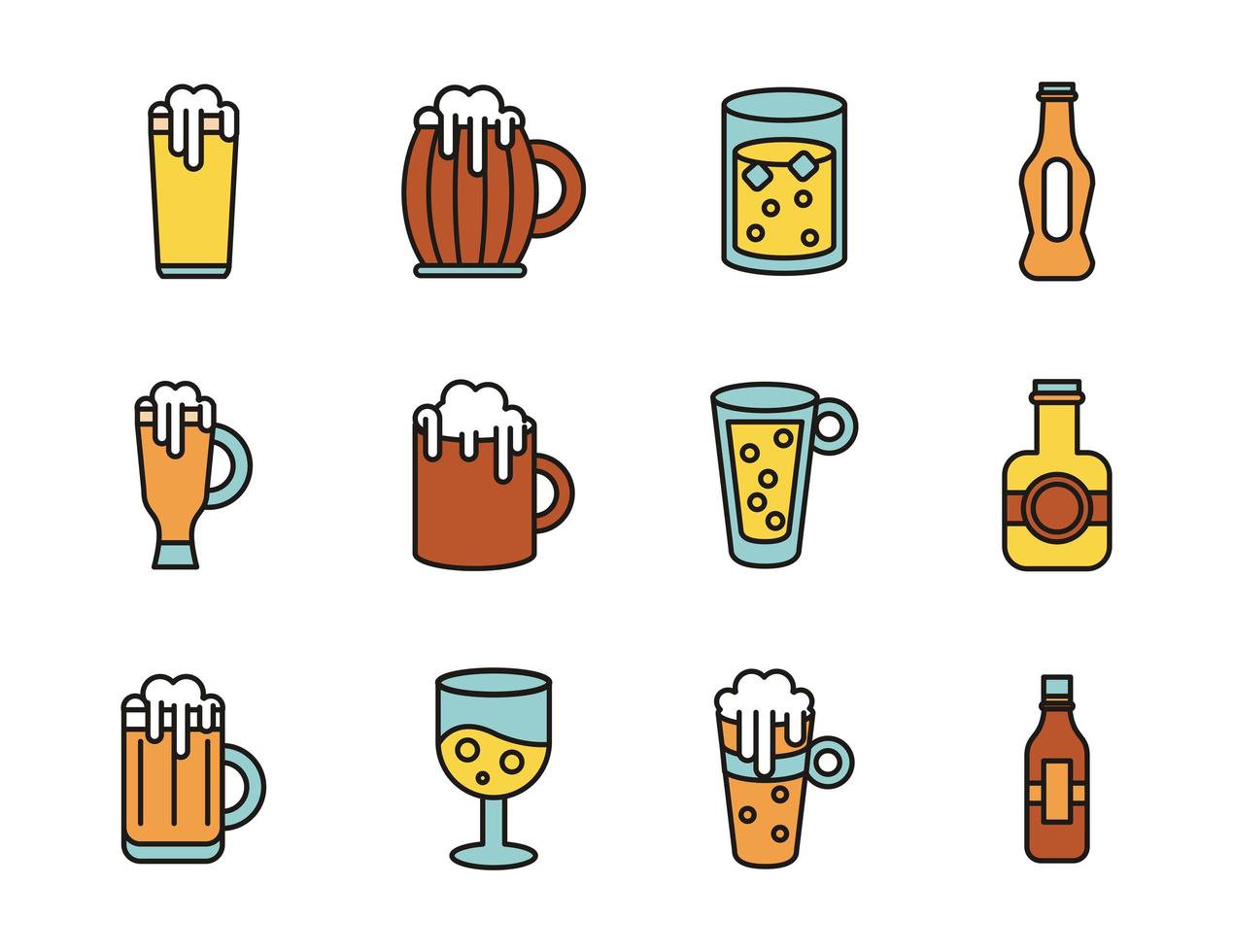 pacote de ícones do dia internacional de cerveja vetor