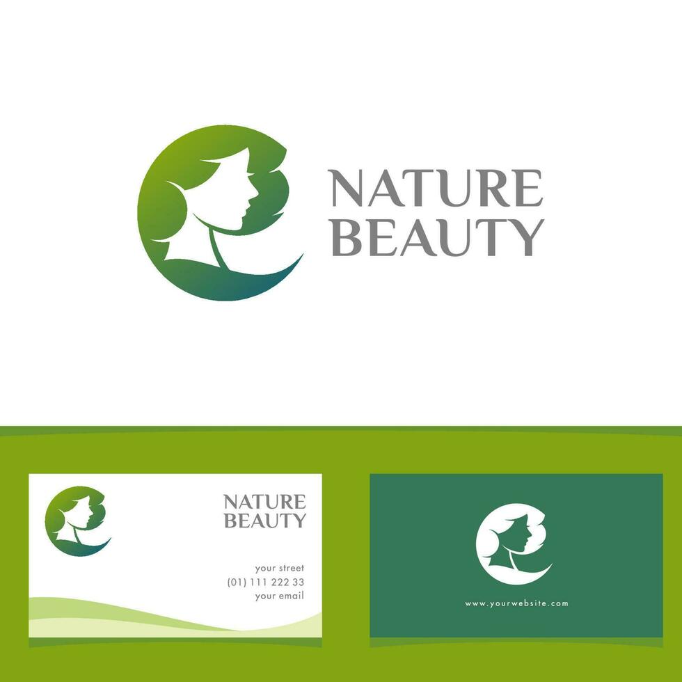 natureza beleza salão logotipo e o negócio cartão vetor