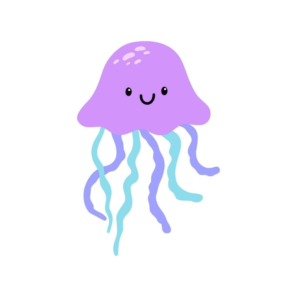fofa desenho animado medusa isolado em branco fundo. vetor marinho ilustração para crianças