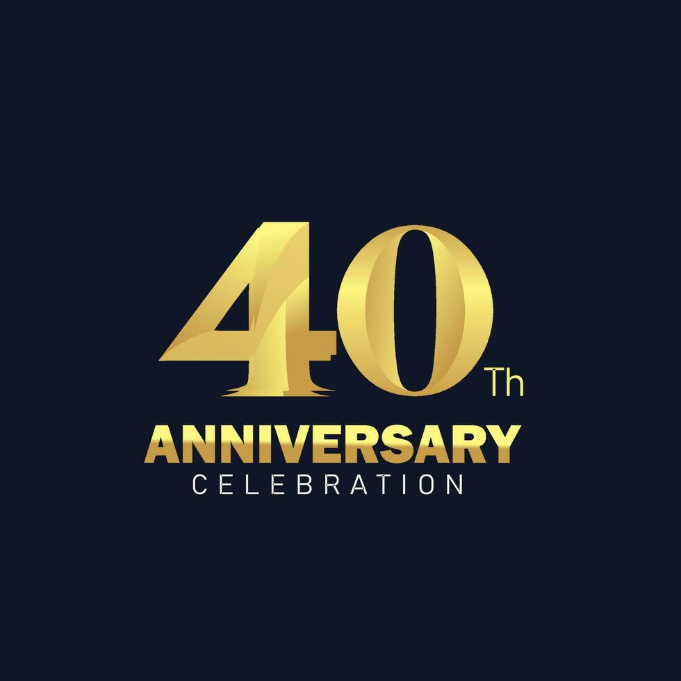 40º aniversário logotipo projeto, dourado aniversário logotipo. 40º aniversário modelo, 40º aniversário celebração vetor