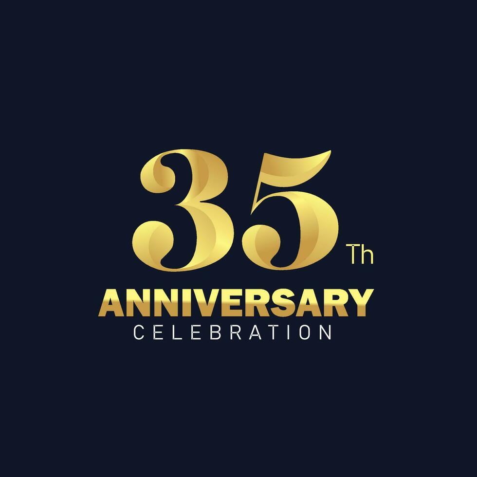 35º aniversário logotipo projeto, dourado aniversário logotipo. 35º aniversário modelo, 35º aniversário celebração vetor