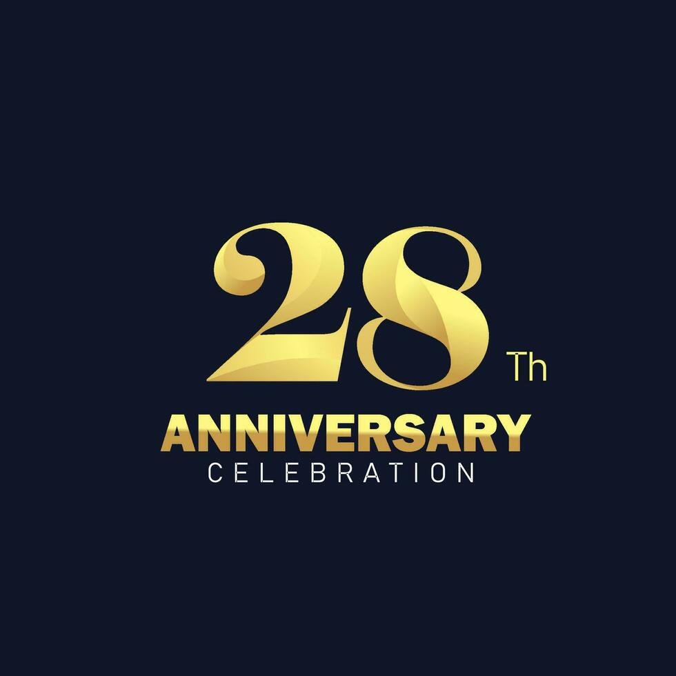 28º aniversário logotipo projeto, dourado aniversário logotipo. 28º aniversário modelo, 28º aniversário celebração vetor