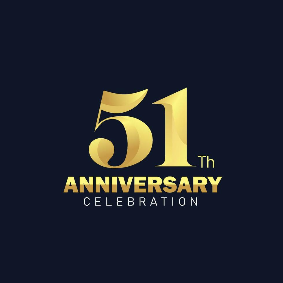 51º aniversário logotipo projeto, dourado aniversário logotipo. 51º aniversário modelo 51º aniversário celebração vetor
