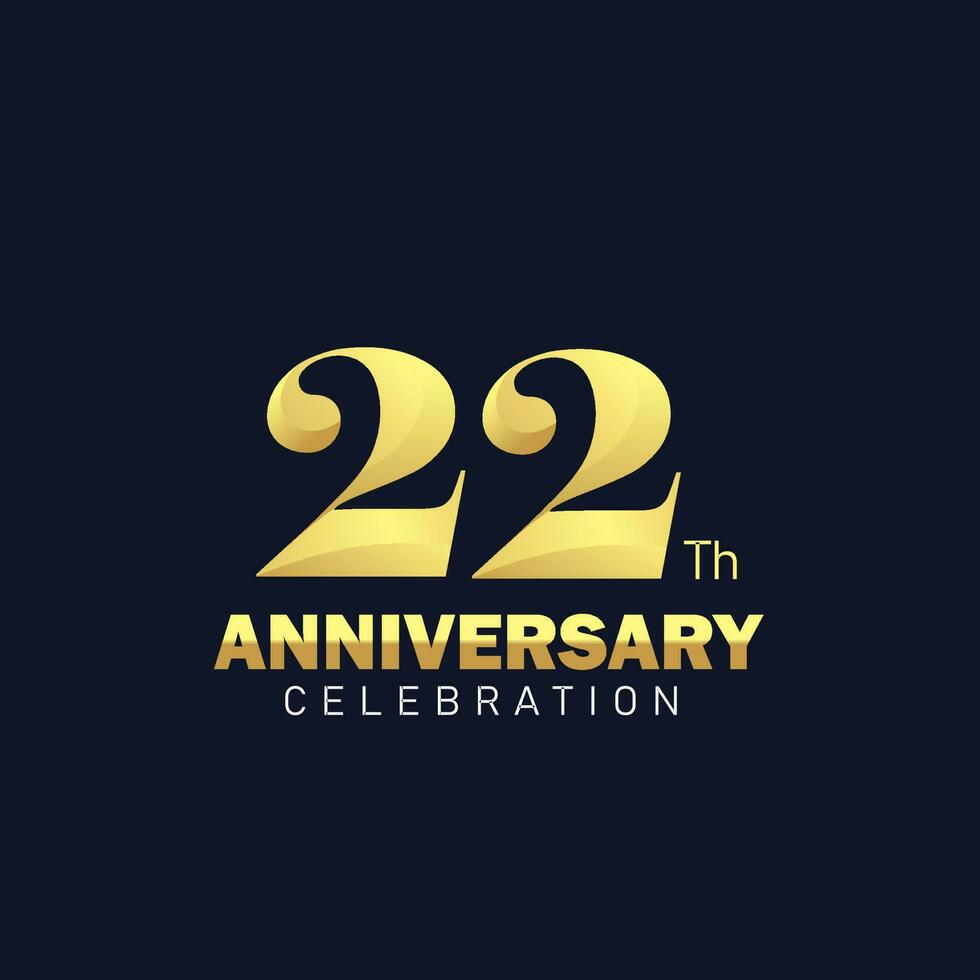 Dia 22 aniversário logotipo projeto, dourado aniversário logotipo. Dia 22 aniversário modelo,22º aniversário celebração vetor