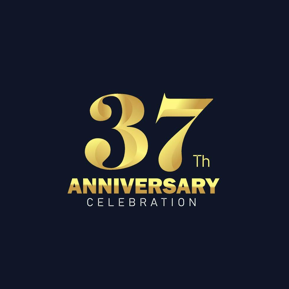 37º aniversário logotipo projeto, dourado aniversário logotipo. 37º aniversário modelo, 37º aniversário celebração vetor