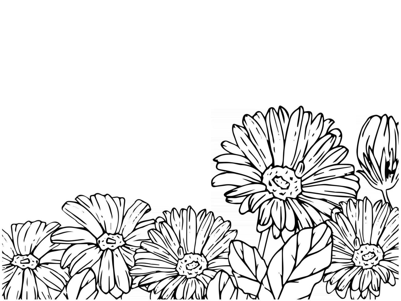 modelo de banner com moldura floral feita de gérberas e folhas. vetor
