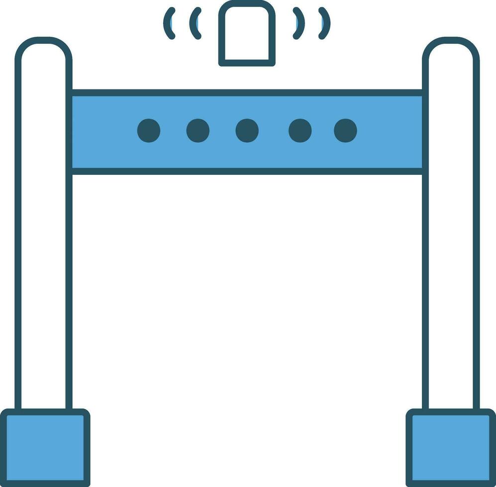 metal detector portão ícone dentro azul e branco cor. vetor