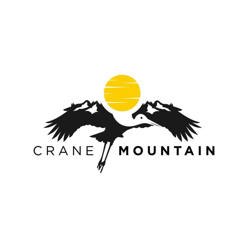 garça pássaro montanha logotipo vetor ilustração logotipo