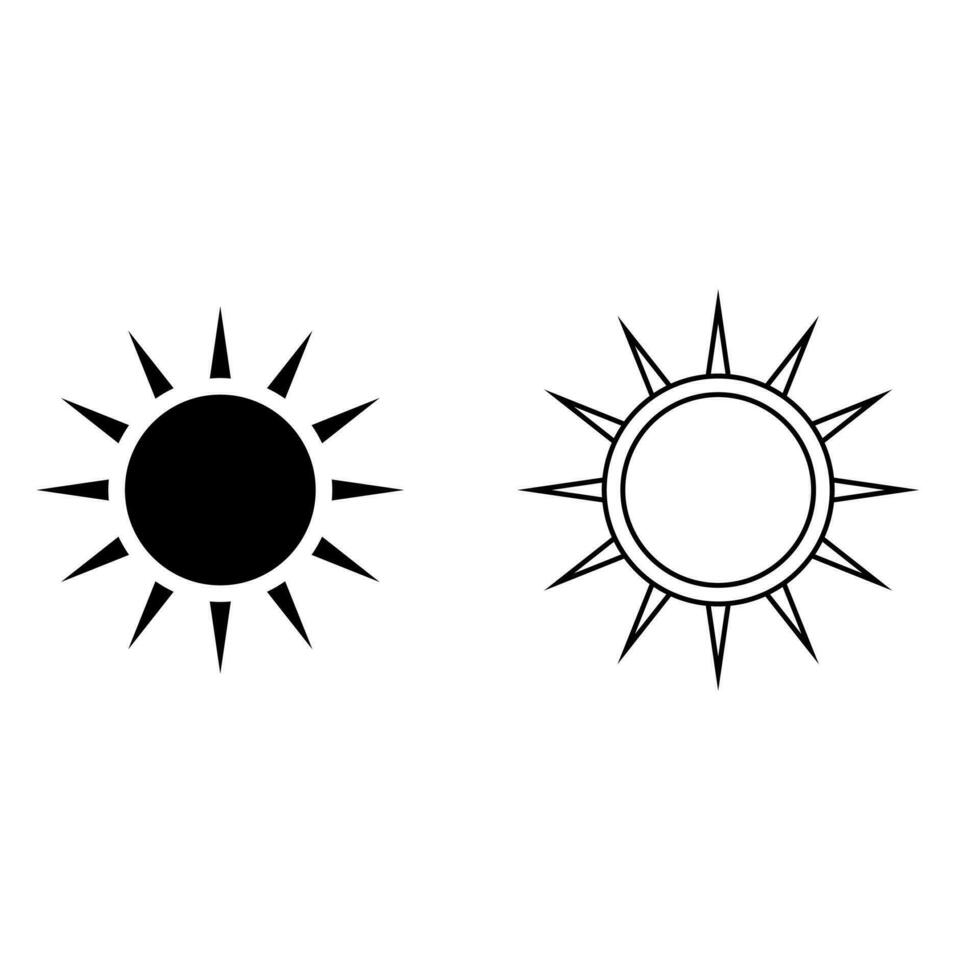 Sol ícone vetor definir. verão ilustração placa coleção. clima símbolo ou logotipo.