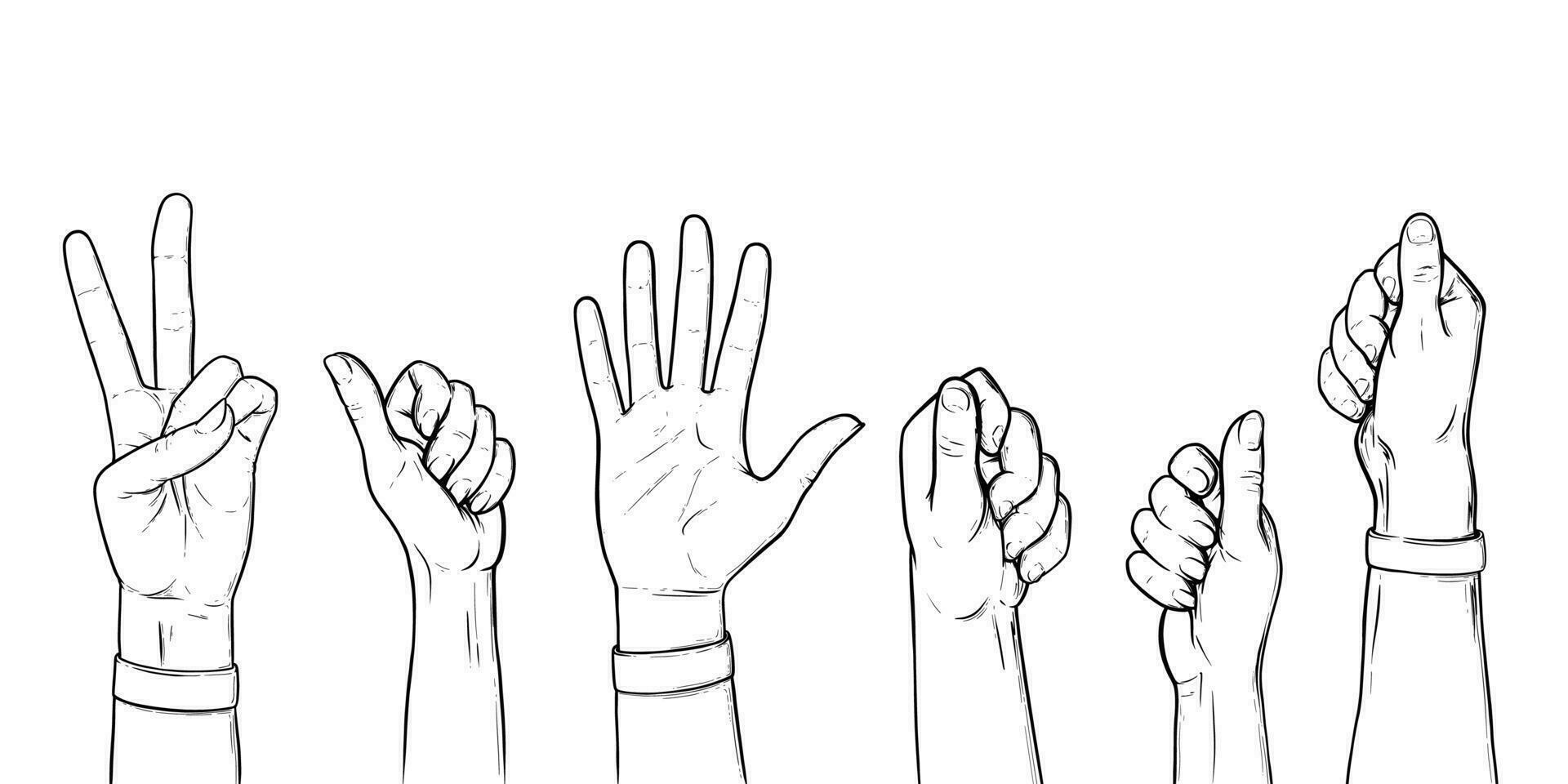 elevado mãos votação e pronto para Socorro e lutar. braços acima conceito. vetor ilustração