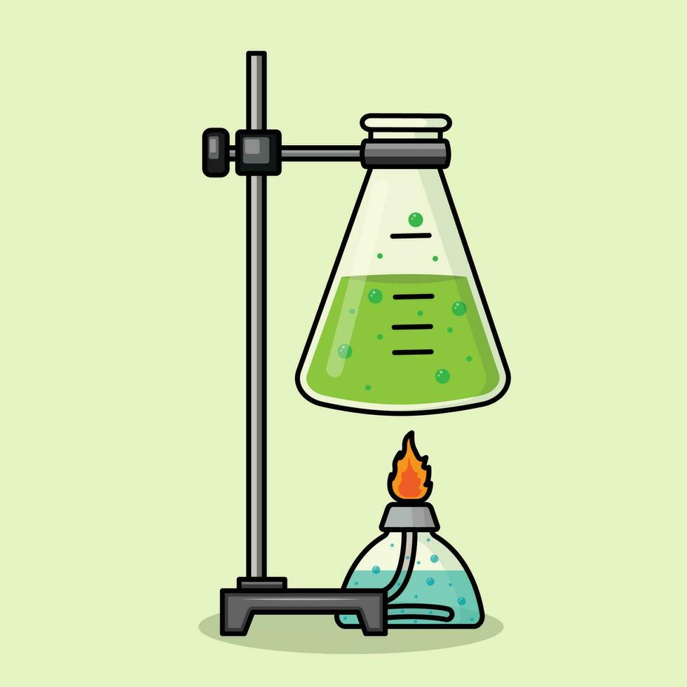 erlenmeyer frasco com queimador vetor