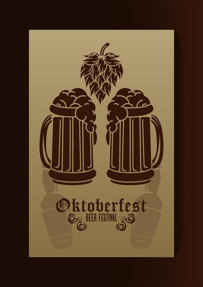 festival de celebração da oktoberfest com potes de cerveja vetor